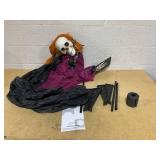 Boyel Living - 6ft Halloween Animated Scary Girl Holding Book with Light-Up Eyes and Sound Moving Arms and Head - Purple (Not Tested)