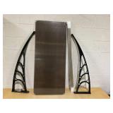 Toolsempire Window Awning Door Canopy, 48" x 40" Door Awnings Exterior with UPF50+ Sun Rain Snow Protection & Hallow Polycarbonate Sheet, Outdoor Front Door Entrance Canopy (Coffee)