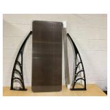 Toolsempire Window Awning Door Canopy, 48" x 40" Door Awnings Exterior with UPF50+ Sun Rain Snow Protection & Hallow Polycarbonate Sheet, Outdoor Front Door Entrance Canopy (Coffee)