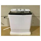 COSTWAY Portable Washing Machine, 17.6 lbs Capacity Twin Tub 11 lbs Washer and 6.6 lbs Spinner with Control Knobs, Timer Function, Drain Pump, Compact Laundry washer for Home Dorm Apartment RV, Grey