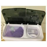 COSTWAY Portable Washing Machine, 17.6 lbs Capacity Twin Tub 11 lbs Washer and 6.6 lbs Spinner with Control Knobs, Timer Function, Drain Pump, Compact Laundry washer for Home Dorm Apartment RV, Grey