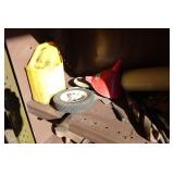 Metal Shelf with Contents - Screw Jack, Fittings, Trimmer Line