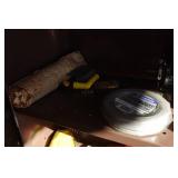 Metal Shelf with Contents - Screw Jack, Fittings, Trimmer Line