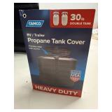 CAMCO PROPANE TANK COVER. MISSING LID & HARDWARE.