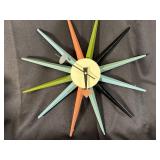 Mid-Century Modern Starburst Wall Clock with Box