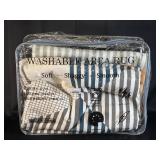 8x10 Washable Striped Area Rug, Shaggy Pile, Machine Washable