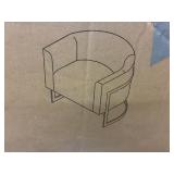 White Barrel Accent Chair with Gold Metal Frame