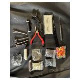 Hair Extension and Salon Supplies Lot - Tools, Thread, Beads, Clips