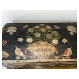 Antique Painted Folk Art Dome Top Wooden Chest on Stand