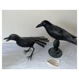 Pair of Hollow Carved Wooden Raven Decoys by Dallas J. Valley