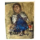 Framed Signed Print by Jeanine Rudo Boufanger La vendeuse d oiseaux