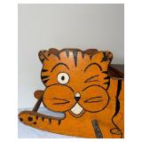 Vintage Wooden Tiger Rocking Toy with Hand-Painted Details