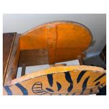 Vintage Wooden Tiger Rocking Toy with Hand-Painted Details