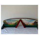 Hand-Painted Double-Sided Wooden piece with Landscape and Golf Scenes