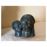 Collection of 3 Handcrafted Folk Art Busts and Sculptures