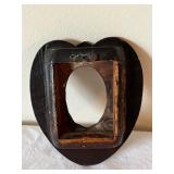 Set of 2 Hand-Carved Wooden Picture Frames, Oval and Heart Shaped