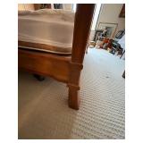 Wooden Queen Canopy Bed Frame with Ornate Headboard