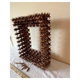 Vintage Wooden Tramp Art Picture Frame with Layered Chip Carving