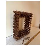 Vintage Wooden Tramp Art Picture Frame with Layered Chip Carving