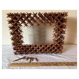 Vintage Wooden Tramp Art Picture Frame with Layered Chip Carving