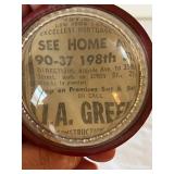 Vintage Glass Apothecary and Advertising Jar Collection with Magnifying Glass Paperweight