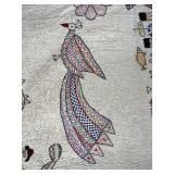 Hand-Embroidered Textile Wall Hanging with Animal and Floral Motifs