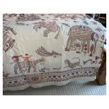 Hand-Embroidered Textile Wall Hanging with Animal and Floral Motifs