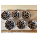 Set of 6 Vintage Hand-Painted Porcelain Bowls with Floral Design