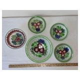 Set of 5 Vintage Luneville France Hand-Painted Bowls with Floral Patterns