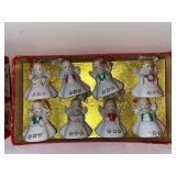 Set of 16 Vintage Porcelain Angel Christmas Ornaments in Original Boxes