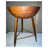 Vintage Wooden Dough Bowl Stand with Tripod Legs