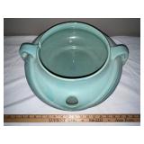 Large Vintage Turquoise Ceramic Jardiniere with Handles