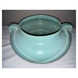 Large Vintage Turquoise Ceramic Jardiniere with Handles