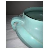 Large Vintage Turquoise Ceramic Jardiniere with Handles
