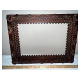 Antique Adirondack-Style Tramp Art Wood Picture Frame 22x16 in