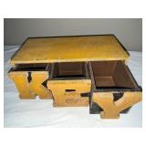 Vintage Wooden Key Storage Box with Three Pull-Out Drawers