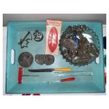 Vintage Kitchenware Lot with Muffin Pan, Cookie Cutters, Mixing Bowls, and Utensils