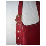Coach Red Leather Shoulder Bag, Model 9966, with Adjustable Strap