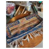 Handmade Woven Rug with Colorful Pattern and Fringe