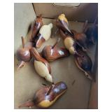 Lot of Wooden Bird Sculptures & Vintage Wood Saw Handles