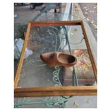 Vintage Wooden Shoe with Inscriptions & Wooden Frame