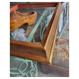Vintage Wooden Shoe with Inscriptions & Wooden Frame