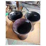 Set of 3 Vintage Ceramic Vases with Embossed Design