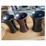 Set of 3 Vintage Ceramic Vases with Embossed Design