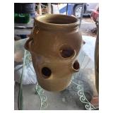 Set of 2 Unique Yellow Ceramic Planters with Multiple Holes