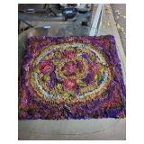 Vibrant Handcrafted Square Rug with Floral Design