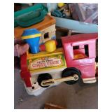 Vintage Toy Lot: Xylophone, Fisher-Price Train, Wooden Toys