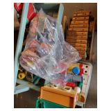 Vintage Toy Lot: Xylophone, Fisher-Price Train, Wooden Toys