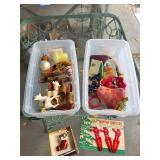 Vintage Holiday Decorations Lot - Ornaments & Card Clips
