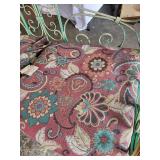 Vintage Wrought Iron Bench with Floral Cushions